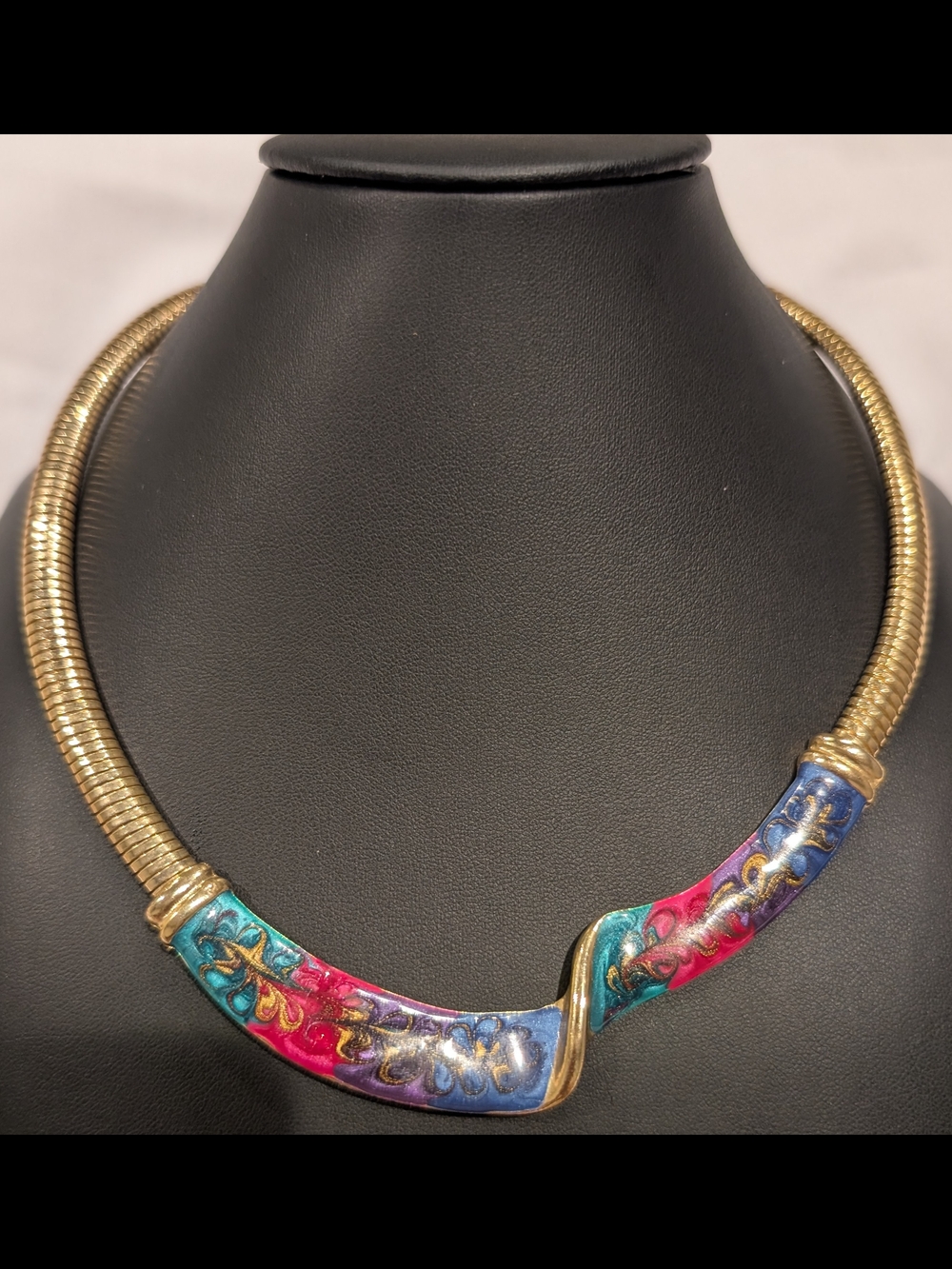 Gold-Tone Multicolor Enamel Statement Collar Necklace